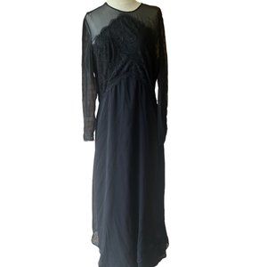 Caroline Herrera Gown Dress Maxi  Black Size 12 Stunning with sheer